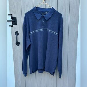 Arrow Men's Dark Blue Polo with Stripe- soft & oversized- XXL